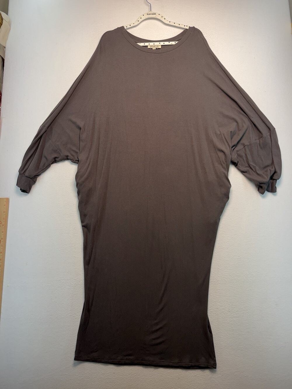 Listicle Gray Dolman Sleeve Maxi Dress Batwing L Comfy Travel Rayon Pockets Goth